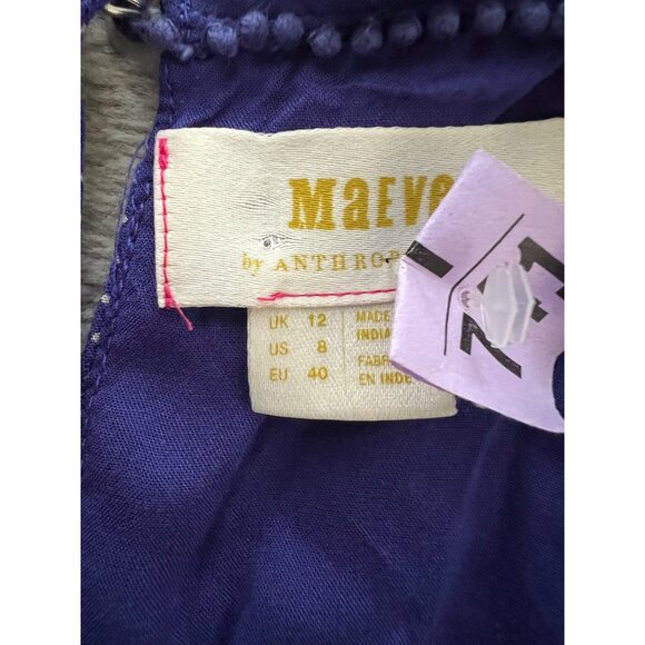 Maeve By Anthropologie Blue Polka Dot Jumpsuit With Ruffle Collar & Sleeveless - Picture 7 of 11